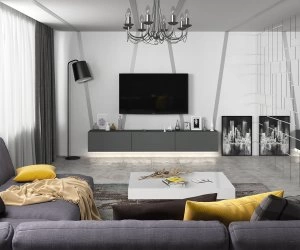 Гостиная Аризона 5, с подвесной тумбой, 350*340*2600