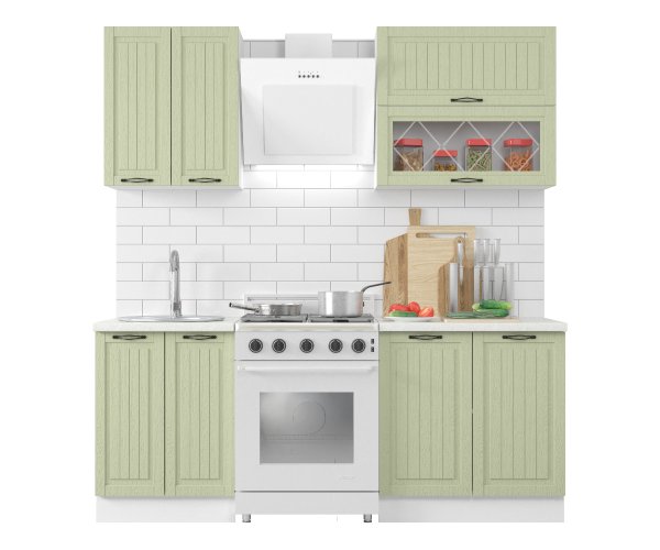 Кухонный Комплект Эмилия 2, прямой, размер 1400* (, Корпус:белый, фасад: МДФ, эмаль лесная, 4пр, в пакетах)