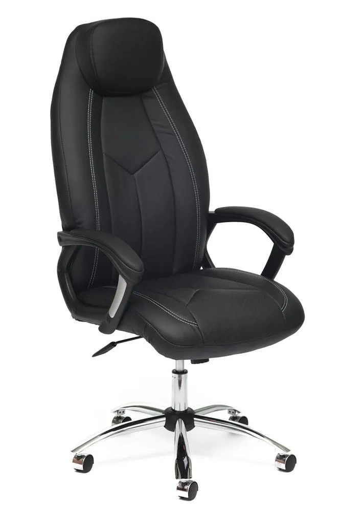 Кресло Офисное Boss хром 900*390*680 (, черный/черный перфорированный 36-6/36-6/06 к/з, в пакетах)