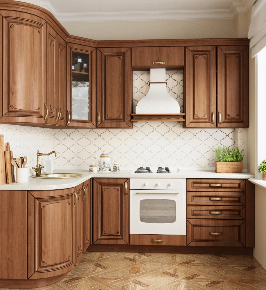 Кухонный Комплект Орех 1, угловой, размер 1660*2300