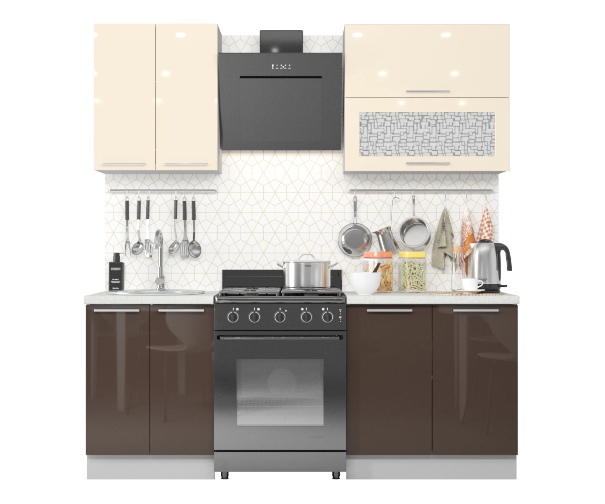 Кухонный Комплект Модена 2, прямой, размер 1400* (, Корпус:серый, фасад: глянец склад, Р 108/Р 102, 4пр, в пакетах)